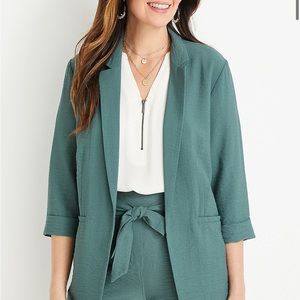 Maurices Women’s Textured Open Front Blazer Pine Green Size Medium